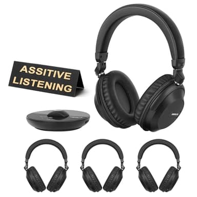 SIMOLIO Bluetooth Wireless TV Headphones with Clear & Loud Sound - Wireless Group Listening Headphones & Transmitter for Parties, Silent Discos, Church, Low latency TV - Multiple Rechargeable Headsets