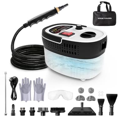 Steam Cleaner for Home & Car Detailing, 2500W High Pressure Portable Steamer with 6-Level Adjustable Steam, 15s Heat-Up, 9.8ft Long Hose, ANSI Z87.1 Goggles, 17-Pcs Kit for Tile, Grout, Hardwood