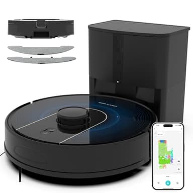 Bagotte Robot Vacuum and Mop, Robot Vacuum Self Emptying, 6000Pa Powerful Suction, 90-Day Hands-Free, Advanced Smart Mapping, LiDAR Navigation Robotic Vacuum for Pet Hair, Dust, Carpet, WiFi/App/Alexa