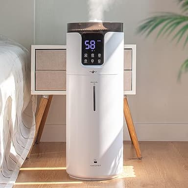 Humidifier large room 16L/4.2Gal - Lacidoll Whole house Humidifier for Home1500 sq.ft. Ultrasonic Cool Mist Humidifiers for Bedroom with Extension Tube & Aroma Box & Night light, White