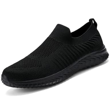 Kanlanlo Mens Walking Shoes Tennis Shoes Men Slip On Gym Shoes Laceless Sneakers Lightweight Breathable Running Shoes Tenis para Hombres (All Black, Adult, Men, 11, Numeric, Medium)