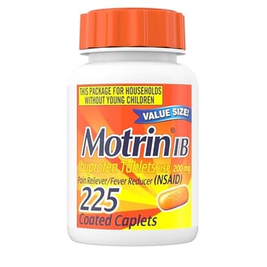 Motrin IB Ibuprofen 200mg Tablets, Ibuprofen Pain & Fever Reliever for Headache, Backache, Muscular Aches, Menstrual Pain & Minor Arthritis Pain, Over-The-Counter NSAID Medicine, 225 ct
