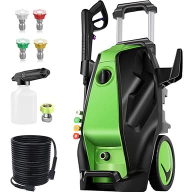 Imdot 5000PSI 4.0GPM Heavy Duty Electric Pressure Washer with 33 FT Extension Hose, 4 QCNozzles and 500ml Foam Cannon for Cars/Fences/Driveways/Patios/Home Cleaning, Green