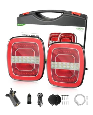 Agrieyes Halo Wireless Trailer Lights, 2 Mounting Options Magnetic Trailer Light for Towing, Portable LED Tow Lights Kit for Trucks, Boat, RV Red and White