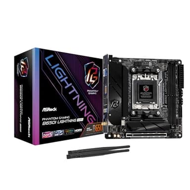 ASRock B650I Lightning WiFi AMD AM5 Mini-ITX Motherboard, Supports AMD Ryzen 9000/8000/7000 Series Processors, DDR5 7200+ (OC), PCIe 5.0 M.2, 2.5G LAN, WiFi 6E, 8+2+1 Power Phase