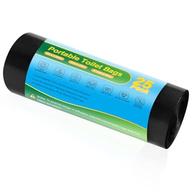 Portable Toilet Bags - 25 PCS Camping Toilet Bags, 8 Gallon Biodegradable Travel Potty Liners, Thickened Camp Toilet Waste Bags for 5 Gallon Bucket, Compostable Trash Bag