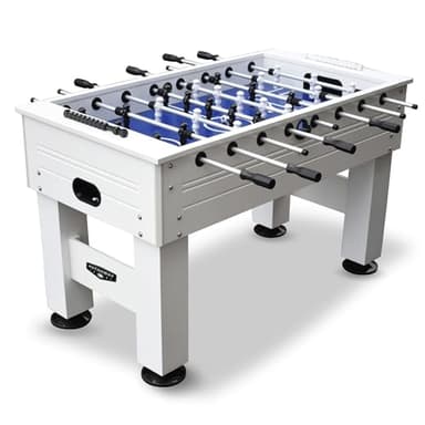 Hathaway Highlander 55-in Outdoor Foosball Table Adult Size - White Soccer Table Game Set with Waterproof Surface, Anti-Rust Rods, Ergonomic Handles, Nylon Cover, 2 Scorers, and 2 ABS Foosball Balls