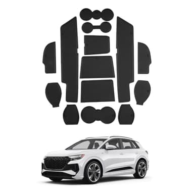 SHAOHAO for 2024 2025 Audi Q4 Etron Door Slot Mat Fit for 2023 2024 2025 Audi Q4 e tron Accessories (Premium, Premium Plus, Prestige) Center Console Mat Cup Holder Insert Liners Car Door Pockets Pads