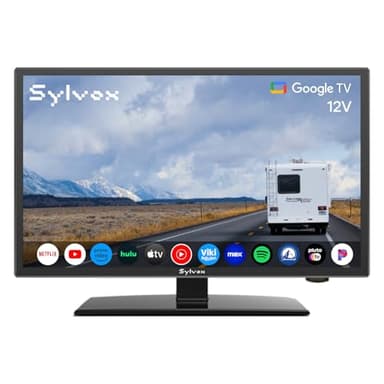 SYLVOX Smart RV TV, 19" 12 Volt TVs for RV Camper DC/AC Powered HDTV, Compatible with Google OS, Support Download APPs, Google Assistant, Bluetooth WiFi, 9-32V Wide Voltage Protection
