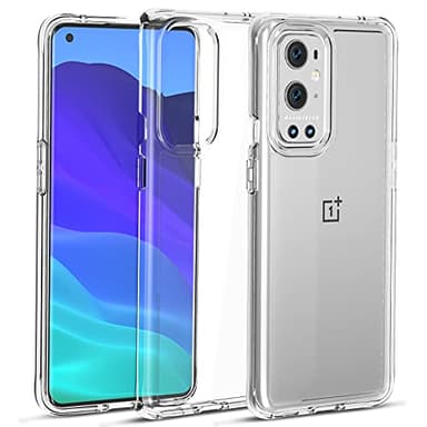 Clear Case for Oneplus 9 Pro Shockproof [Hard PC Back+Soft TPU Bumper] [Reinforced Corner] [Anti-Yellowing] Support Wireless Charging Protective Phone Case Cover for Oneplus 9 Pro, Transparent Clear