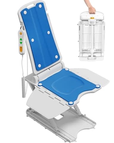 PPOLB Electric Chair Lift - Floor Lift for Elderly Falls, Support Up to 308 LB, IPX8 Waterproof Bath Lift, Foldable & Wireless Rechargeable Design, Quick-Rise Assist for Elderly & Disabled