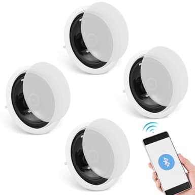 VEVOR 4 PCs 6.5'' Bluetooth Ceiling Speakers, 600W Flush Mount Ceiling & in-Wall Speaker System with 8Ω Impedance 89dB Sensitivity, for Home Kitchen Living Room Bedroom or Covered Outdoor Porches