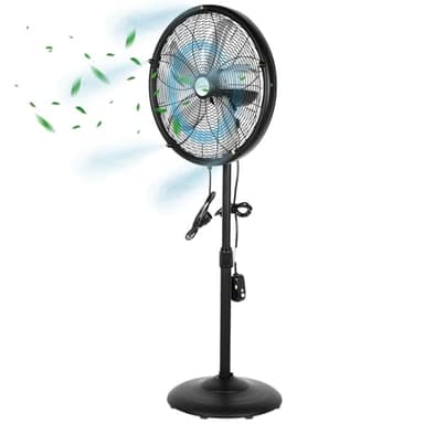 hykolity 18 inch Oscillating High-Velocity Outdoor Pedestal Misting Fan, 3-Speed Patio Fans for Outside, Adjustable Height, 120° Oscillation, Waterproof, Industrial Fan for Outdoor