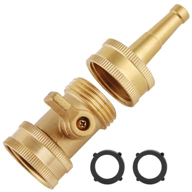 Sanpaint Jet Nozzle Power Washer for Garden Hose, Heavy Duty Brass Jetnozzle with Garden Hose Shut off Valve, Water Hose Nozzle High Pressure Powerful Washer 3/4" GHT, 1 Set