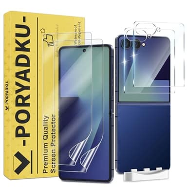 MoShieldwish 4 Pack Screen Protectors for Samsung Galaxy Z Flip 7, 2 Inside Flexible Film + 2 Front Tempered Glass, Scratch Resistant, Touch Sensitive, HD Clear