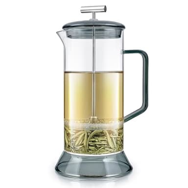 Teabloom Toulouse Borosilicate Glass Tea Press and Coffee Maker with No Plastic, 24-Ounce (700 mL) - Dusk Grey