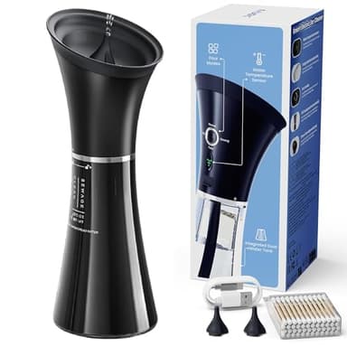 KAUGIC Upgraded Ear Wax Removal with One-Piece Waste Tank, Safe Cleaner with Water Temperature Sensor, Effective Ear Irrigation Kit, IPX7, FSA-HSA-Eligible, Black