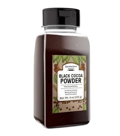 Unpretentious Black Cocoa Powder, Dutch Processed, Cookies & Cakes, Rich & Decadent (8 Ounce)