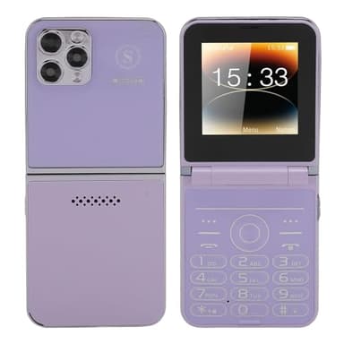 PUSOKEI 2G Flip Cell Phone, 2.6 HD Display, Big Buttons, Clear Sound, High Resolution Camera, Built in LED Flashlight, Mobile Phone with 1400mAh Battery for Seniors (Violet)