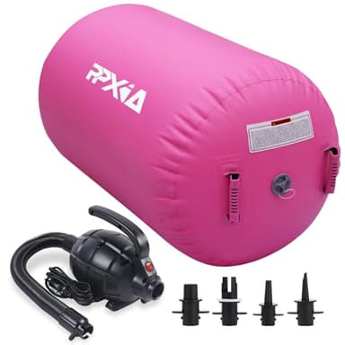 PPXIA Gymnastics Air Roller Air Barrel Inflatable Tumbling Mat, Tumble Track Backhandspring Mat Gymnastic Equipment with Pump for Yoga Training Cheerleading Home Use