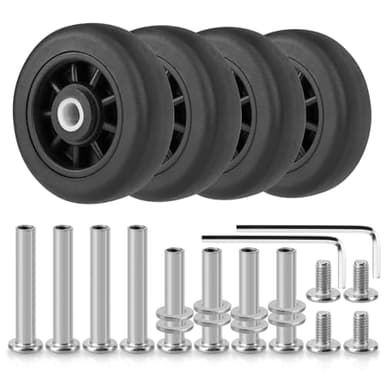 Domiella 4pcs Luggage Replacement Wheels OD 50mm, Suitcase Swivel Repair Caster Wheels, Smooth Rubber Trolley Wheel Kit for Travel, DLC1