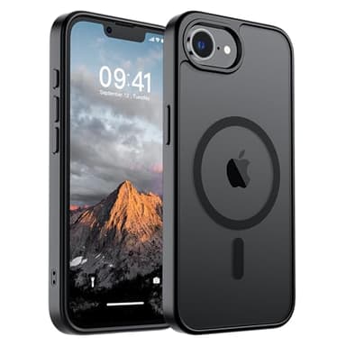 SUPFINE Magnetic for iPhone 16e Case (Compatible with MagSafe)(Military Grade Drop Protection) Slim Translucent Matte Shockproof with Anti-Fingerprint Phone Cover 2025,Black