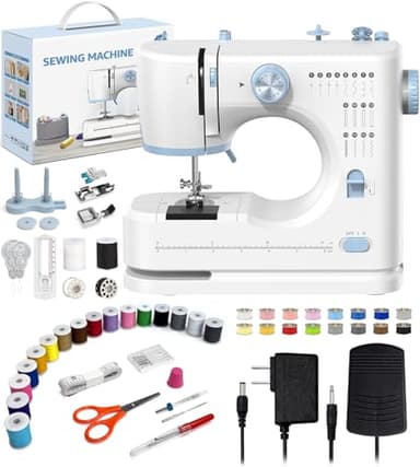 SEDNEE Sewing Machine for Beginners, 16 Built-In Stitches, Small Sewing Machine with Accessory Kit, 2-Speed, Foot Pedal, Storage Drawer, Portable Tabletop Full-Feature Design for Home DIY (Blue)