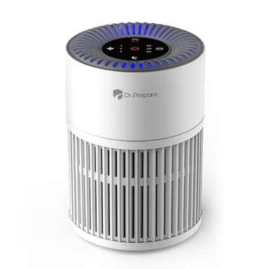 Dr.Prepare Air Purifiers for Bedroom - Covers Up to 1075 ft² - H13 HEPA Washable Filter with 15 dB Sleep Mode & Night Light, 360°Air Inlet, 3 Timer - Quiet Air Cleaner For Pets, Home, Office,Baby Room