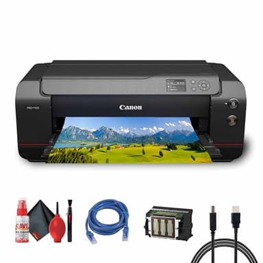 Canon imagePROGRAF PRO-1100 Professional 17" Wireless Inkjet Photo Printer (6856C002) + Cleaning Kit + Printer Cable + Ethernet Cable