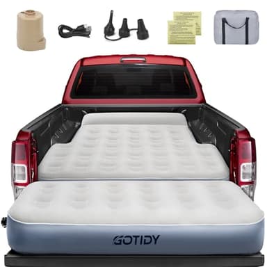 Inflatable Truck Bed Mattress for Tacoma Truck Air Mattress 5ft-5.5ft for Mid-Size Pickup with Detachable Tailgate Extension​, Honda Ridgeline Jeep Gladiator JT,Space-Optimized Design, Built in Pump