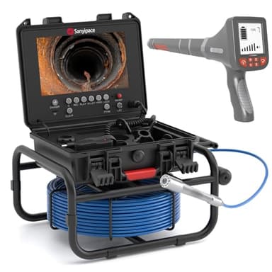 Sanyipace Pipe Camera with Locator, 512Hz Sewer Camera with Self-Leveling, 23mm/0.9in Drain Camera with Distance Counter, 5X Zoom, Waterproof Plumbing Inspection Camera with 12 PCS Lights, 66FT/20M