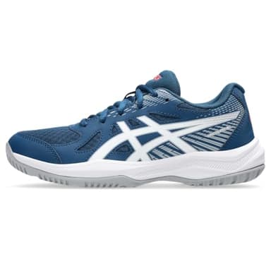 ASICS Kid's Upcourt 6 Grade School Volleyball Shoes, 3.5, MAKO Blue/White