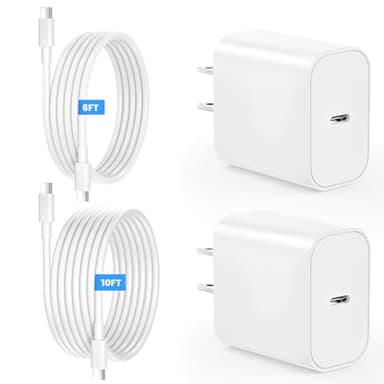 iPad Charger Fast Charging - 20W USB C Charger Block with 10FT & 6FT Long Type C Cable for iPad Pro 13/12.9/11 inch, iPad A16 11th/10th Generation, iPad Air 13/11 inch M3/M2/5th/4th, iPad Mini 7th/6th