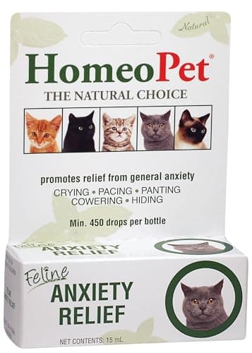 HomeoPet Feline Anxiety Relief, Natural Stress and Anxiety Support, Anxiety Supplement for Cats, 15 Milliliters