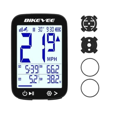 Bikevee Bike Speedometer GPS Wireless Cycling Computer – Auto Start/Stop, Auto Backlight, Waterproof Bicycle Odometer MPH KM/H, 2.4" LCD Display – Black