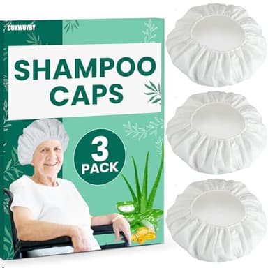 WUYUAN 3 Pack Shampoo Caps No Rinse Waterless Shampoo Caps Hair Wash Caps Shampoo and Condition Cap for Bedridden Patients, Elderly, Adults