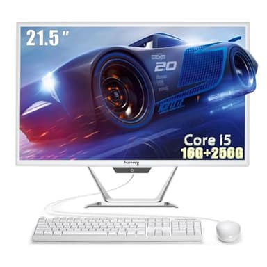 suevery All-in-One PC 21.5 AIO Desktop Computer Core I5, 256G SSD 16G RAM, HD Webcam, Wi-Fi6, 1080P Gaming All in One 22" FHD Business Display for Home Office with Keyboard & Mouse