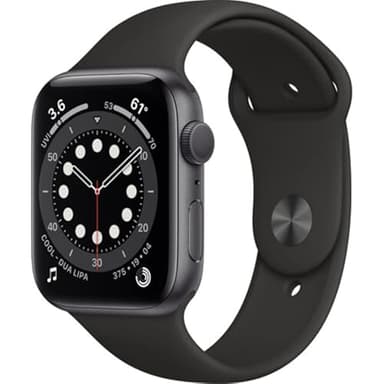 Apple Watch Series 6 (GPS, 44mm) - Space Gray Aluminum Case with Black Sport Band (Renewed)