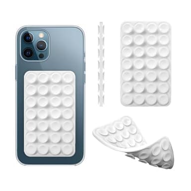 Silicone Double-Sided Suction Cup Phone Case Detachable Mount, Fidget Sticky Phone Grip Hands-Free Phone Accessories for Selfies & Videos, Trending TikTok items for iphone & Android(3.74"x2.2", White)