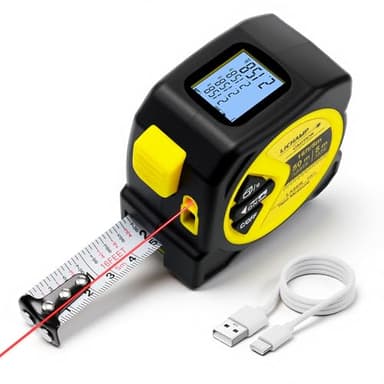Lichamp Laser Tape Measure, 164ft Class II Laser Distance Meter (0.49mW Red Laser) and 16ft Manual Tape Measure
