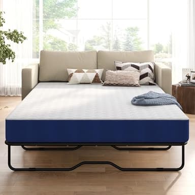 SogesSleep 4-Inch Memory Foam Sofa Bed Mattress Replacement Queen Size, Pull Out Couch Mattress with Removable Washable Cover, CertiPUR-US Certified, Perfect for Trundle Beds, Sofa Bed & Guest Rooms