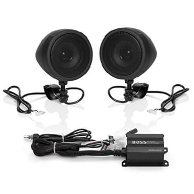 BOSS Audio Systems MCBK420B 3 Inch Motorcycle Speakers and 2 Channel Amplifier Package - Bluetooth, Weatherproof, Volume Control, ATV UTV Compatible
