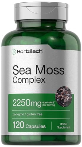 Horbäach Sea Moss Complex Capsules | 120 Count | Complex Formula with Bladderwrack & Burdock Root | Non-GMO & Gluten Free Supplement