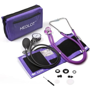 LotFancy Aneroid Sphygmomanometer with Stethoscope Kit, Professional BP Cuff Adult 10"-16", Adult Professional Manual Blood Pressure Cuff with Carrying Case for Home Use, Nurse, Doctor, Purple