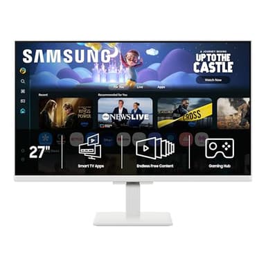 Samsung 27-Inch M5 (M50F) Series FHD Smart Monitor with Streaming TV, Speakers, HDR10, Gaming Hub, Multiple Ports, Workout Tracker, Vision Accessibility Tools, White, LS27FM503ENXZA