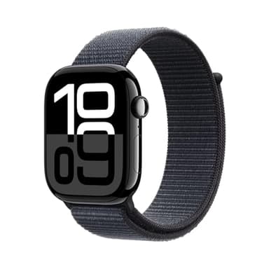 Apple Watch Series 10 [GPS + Cellular 42mm case] Smartwatch with Jet Black Aluminium Case with Ink Sport Loop. Fitness Tracker, ECG App, Always-On Retina Display, Carbon Neutral (Renewed)