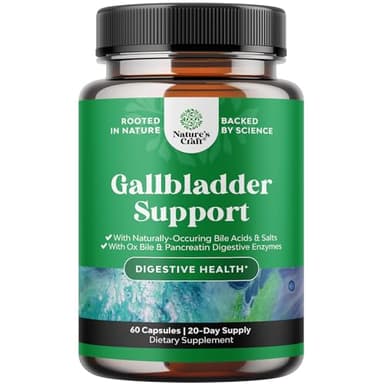 Ox Bile Salts for Gallbladder Support - Purified Bile Salts Supplement with Pancreatin Digestive Enzymes Ox & Betaine HCL - Supplements for No Gallbladder & Digestive Health 20 Days