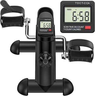 GOREDI Under Desk Bike Pedal Exerciser, Portable Mini Exercise Bike with LCD Display for Home/Office, Desk Cycle for Leg/Arm with Handle, Leg Exerciser While Sitting for Seniors (Black)