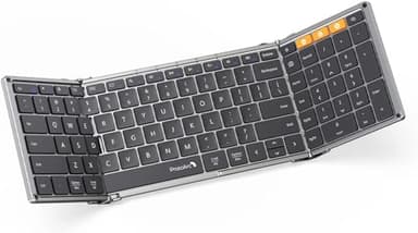 ProtoArc Foldable Bluetooth Keyboard, XK01 Folding Wireless Portable Keyboard with Numeric Keypad, Full-Size Travel Keyboards for iPad Tablet Smartphone Laptop PC Windows iOS Android, Space Gray