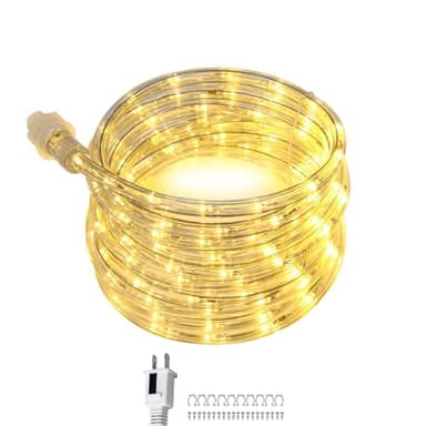FOEERS 16ft Waterproof LED Rope Lights - Connectable Warm White Outdoor Lighting with PVC Tube, IP65 Flexible for Garden, Patio, Ceiling, Landscape & Indoor Bedroom Decor